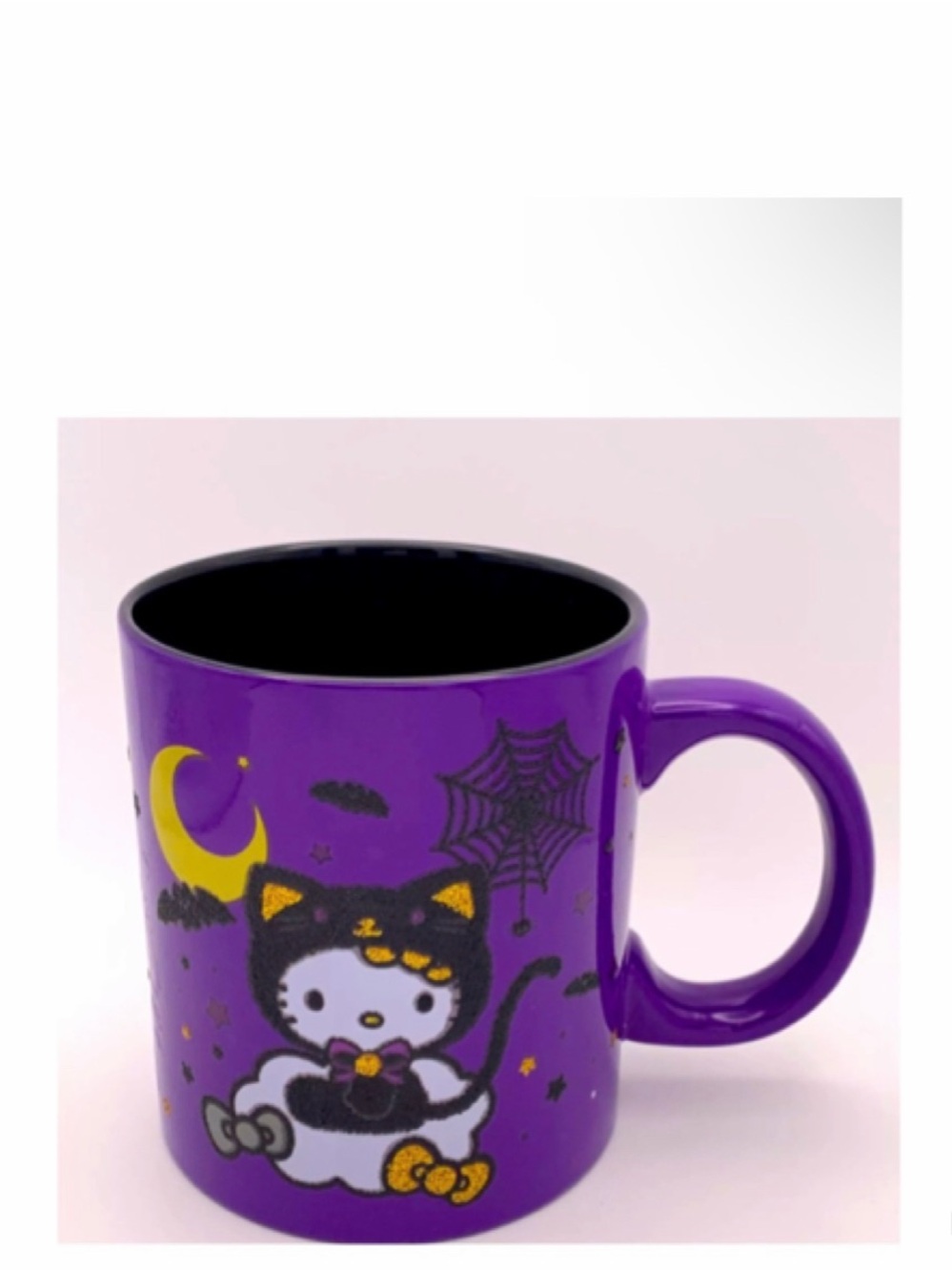 NEW Hello Kitty Halloween Black Cat Pumpkin Moon Bats Mug Purple 20 oz